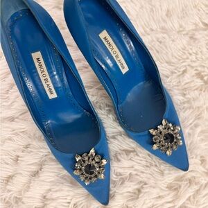 Manolo Blahnik Blue Embellished Women's Shoes